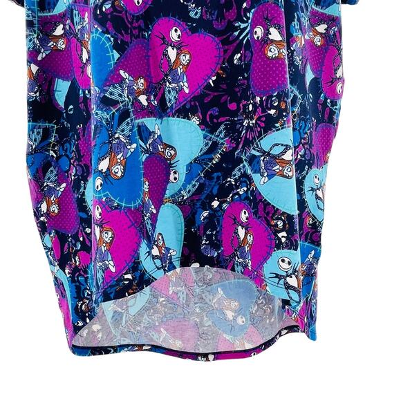 LuLaRoe Purple Aqua Nightmare Before Christmas Halloween Rare Short Sleeve Top M - Picture 4 of 8